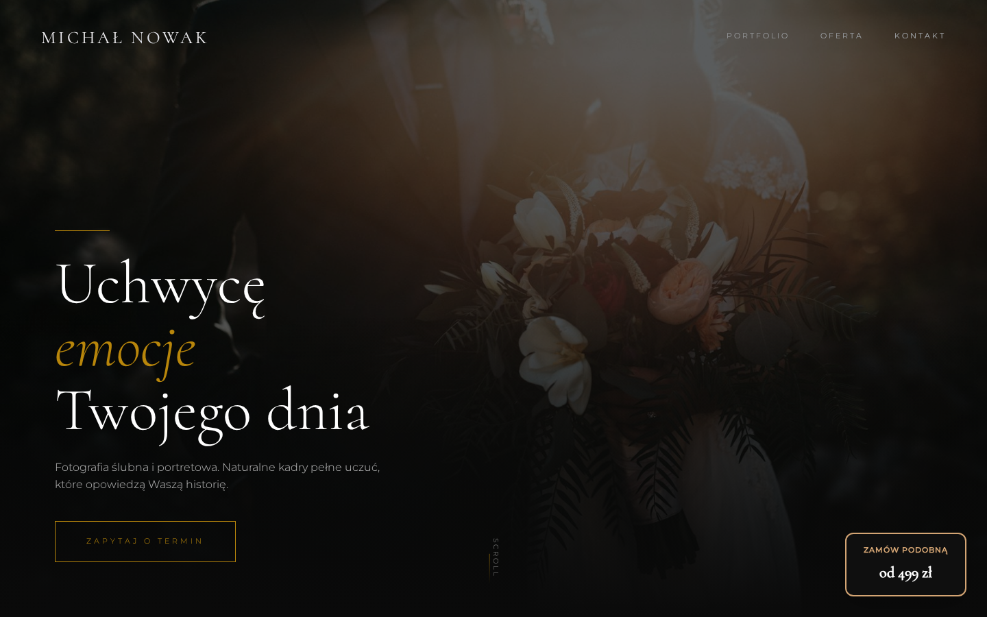 Elegancka strona internetowa dla fotografa ślubnego - Chwile Uchwycone w Kadrze