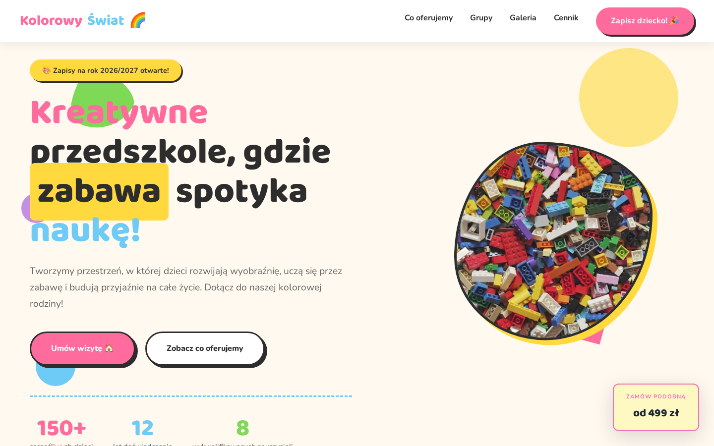 Radosna strona internetowa dla przedszkola - Kolorowy Świat Dziecka