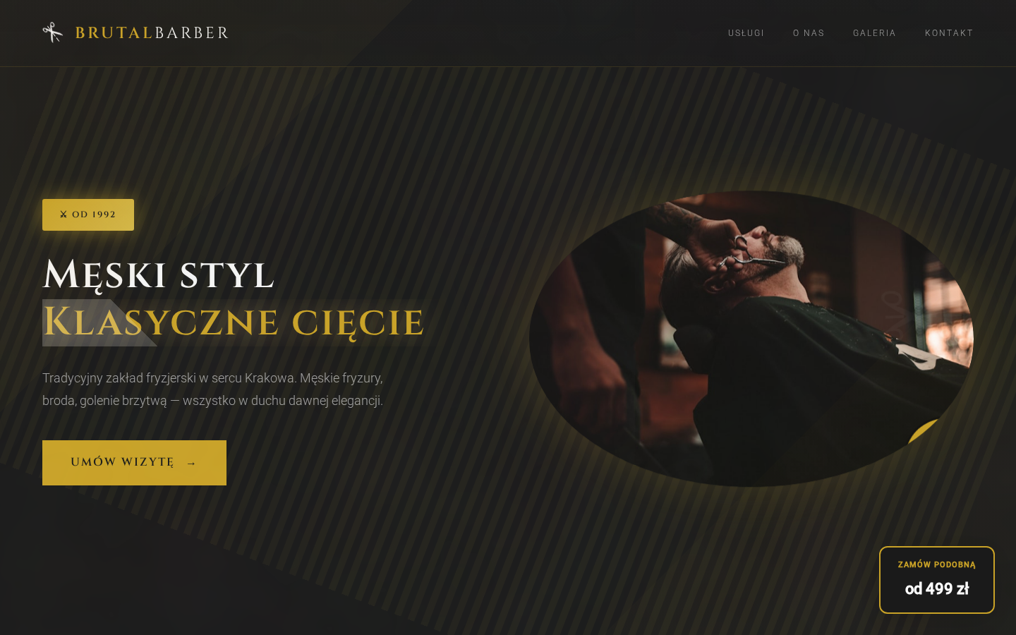 Przykładowa strona internetowa dla barber shopu - Tradycja Męskiego Stylu